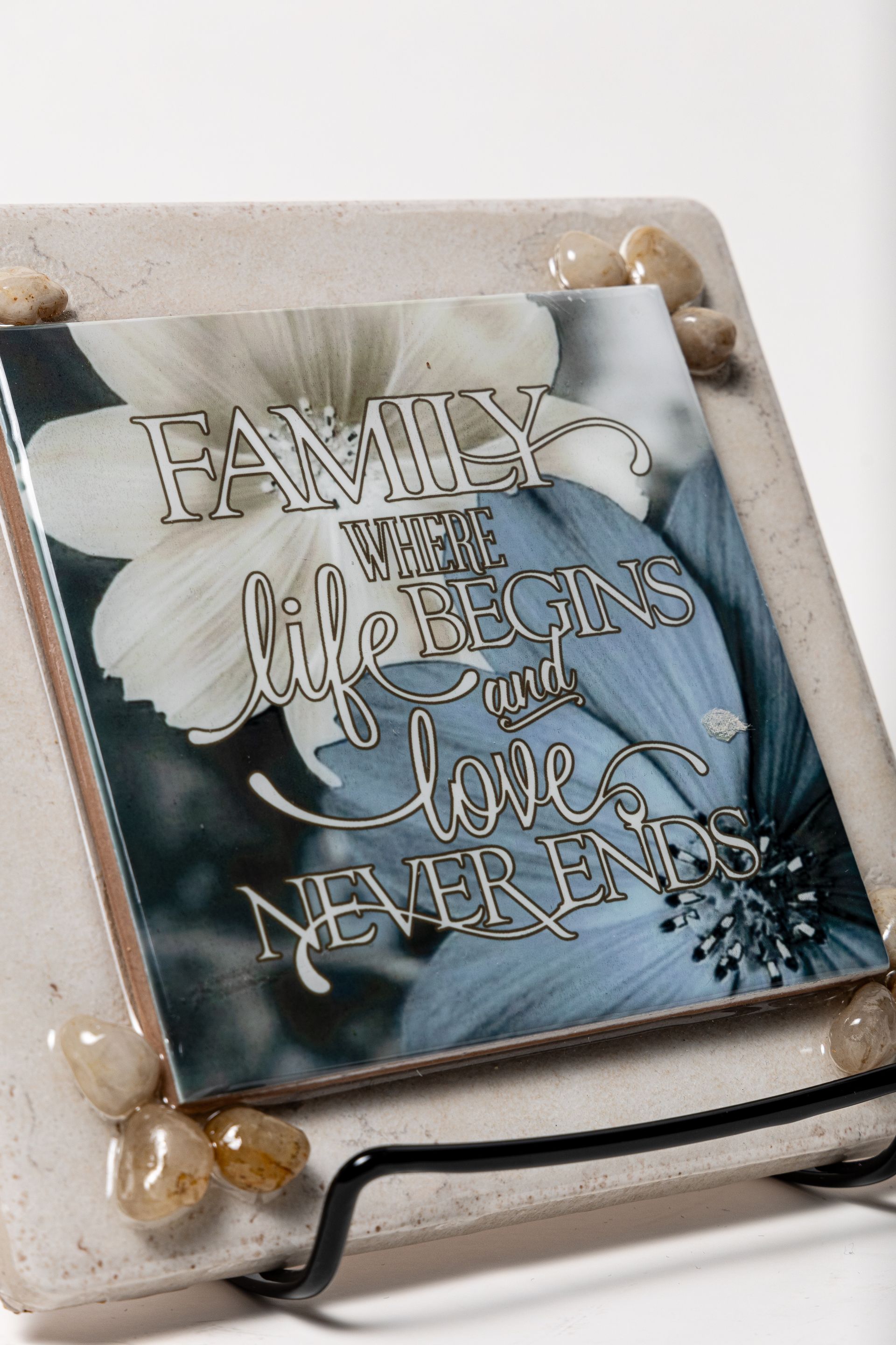 3-in-1 Family Love Hotplate with Easel-Natural stone w/Resin (Mirror-like finish)