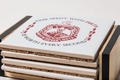 Time Spent with Delta - Non-Slip Abstract Design Coaster Set with Holder