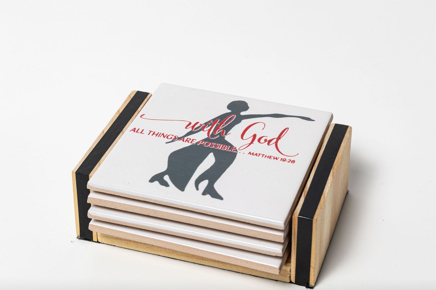 Fortitude - Inspirational Coaster Set with Holder