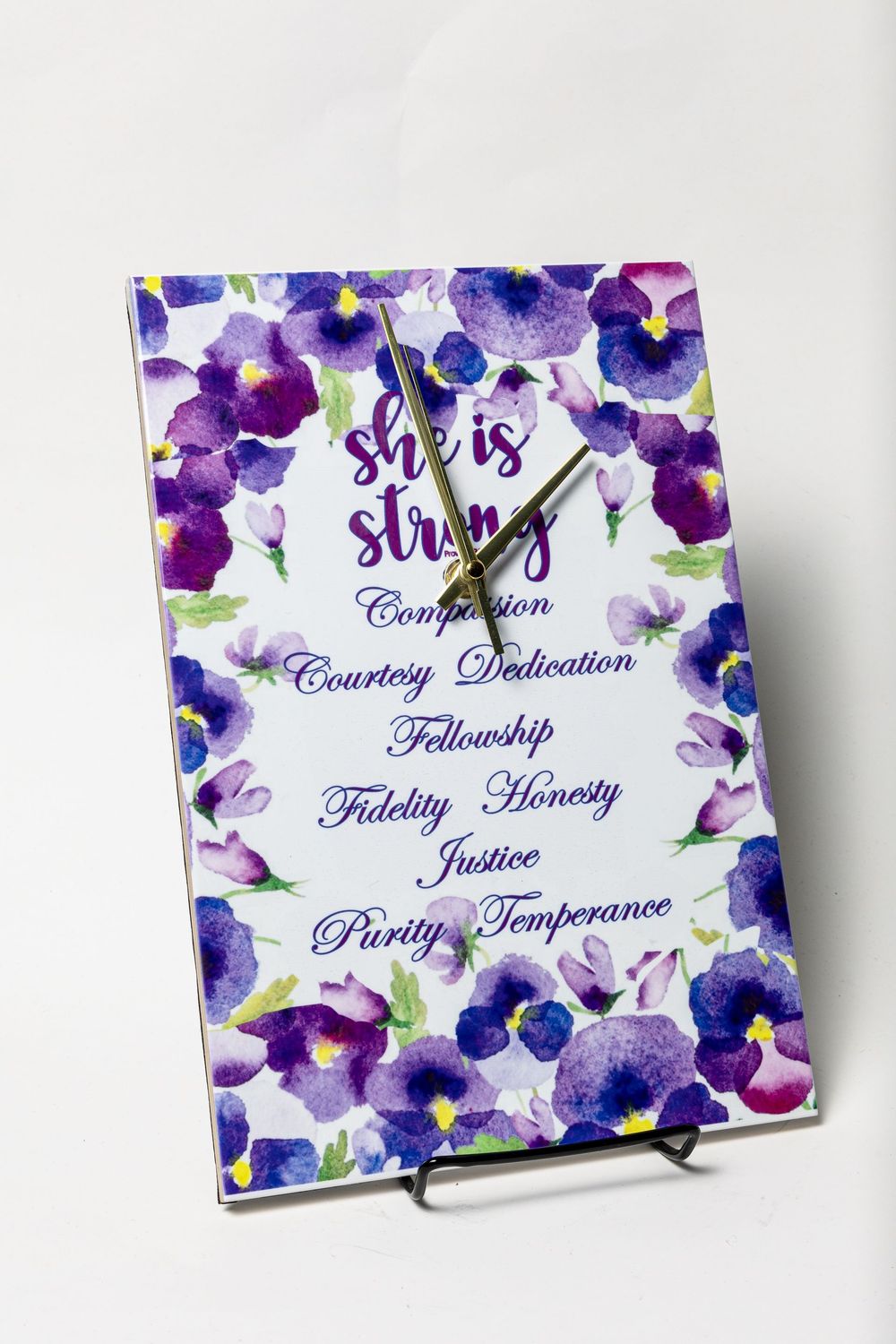 Wall-Mountable "She is Strong" Inspirational Clock Plaque (8x12)