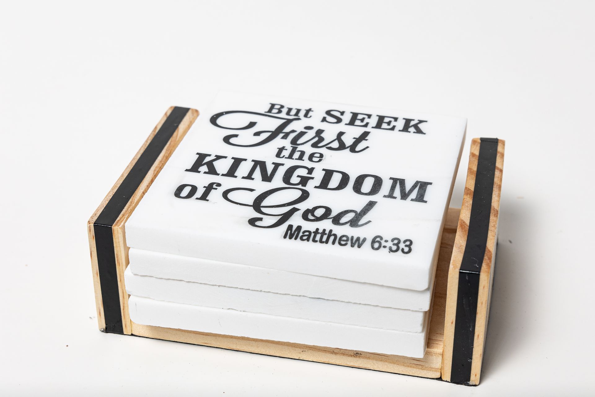 Pick 4: Personalized Scripture - Marble Coaster Set with Holder