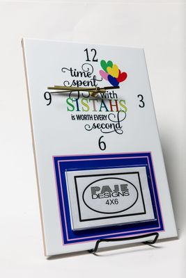 Wall-Mountable "Time Spent with Sistahs" - Inspirational Photo Clock (8x12)