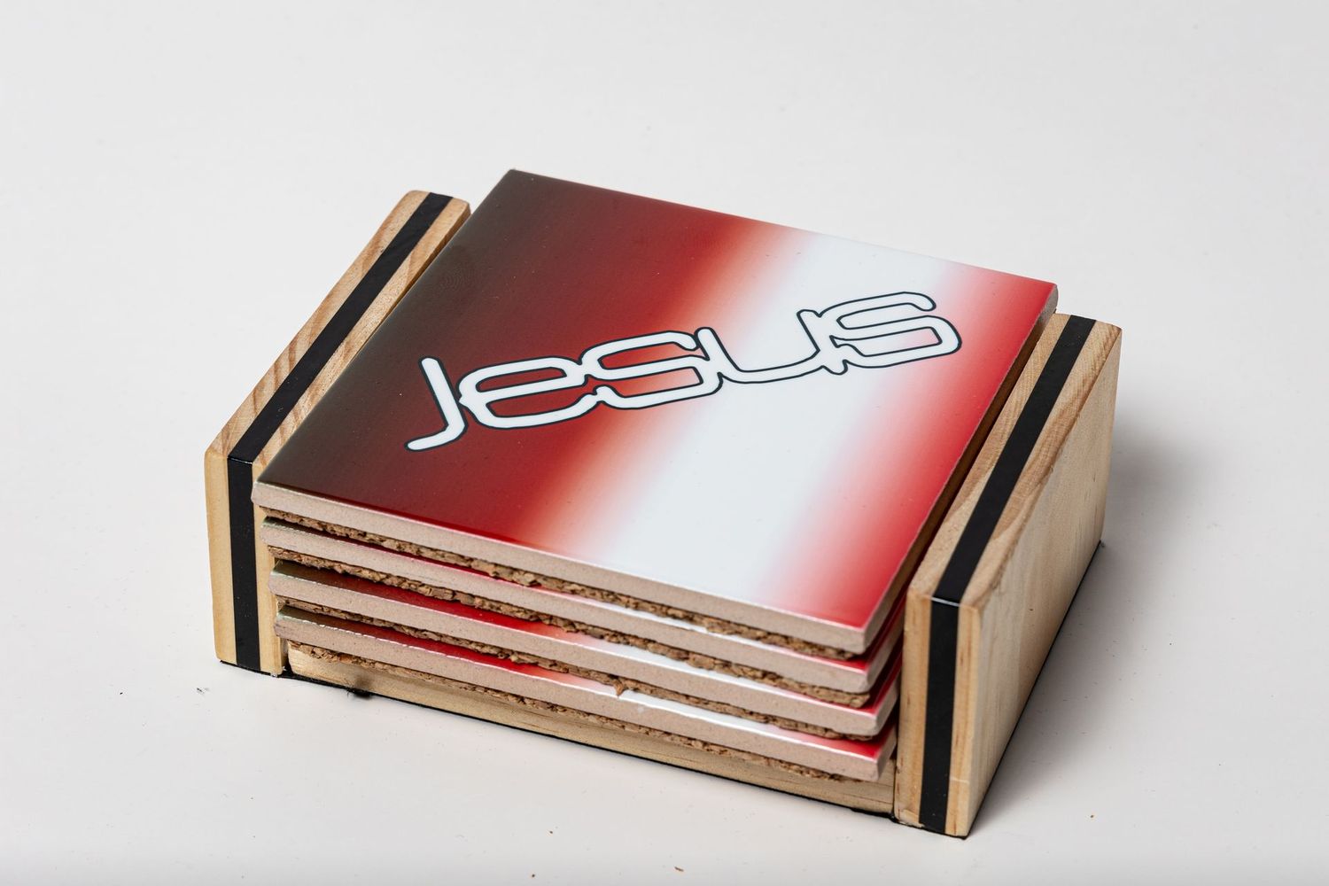 Jesus - Ceramic Coaster Set with Holder