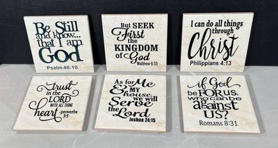 Pick 1: 3-in-1 Scripture Hotplate & Countertop Plaque - Natural Stone (6x6)