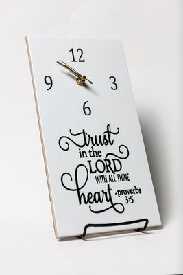 Wall-Mountable "Trust in the Lord" Inspirational Clock Plaque (6x12)