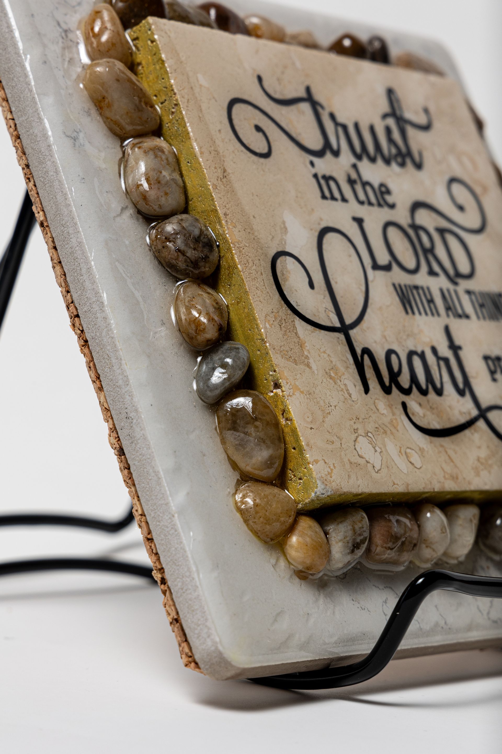 3-in-1 Trust In The Lord Hotplate - Natural stone resin (Mirror-like Finish) with Easel