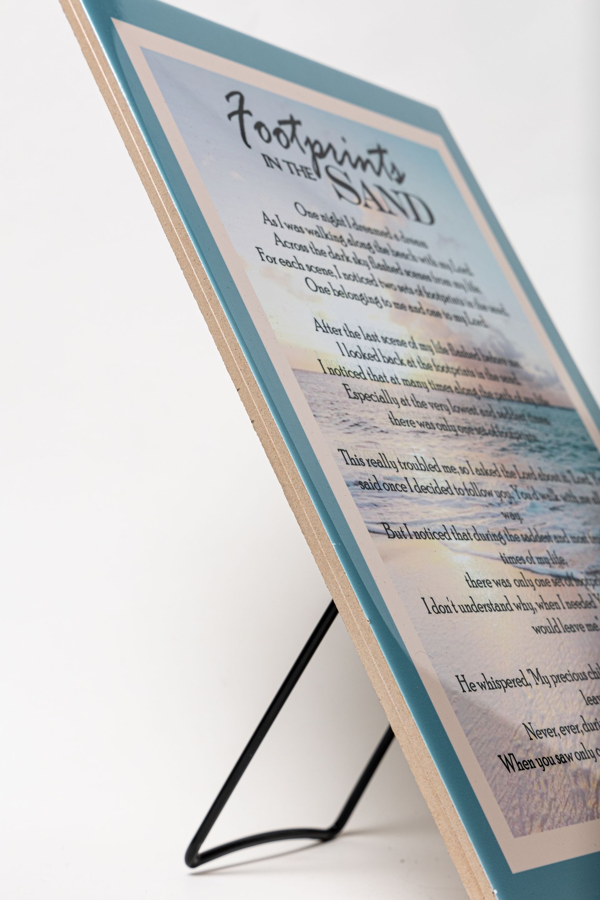 Footprints in the Sand - Inspirational Plaque with Easel