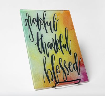 Easy-Care Inspirational Cutting Board - Grateful, Thankful Blessed (11x7.8)