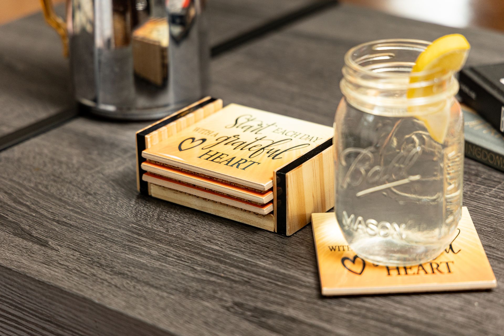 Start Each Day - Ceramic Coaster Set with Holder