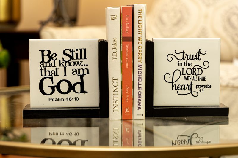 Pick 2 Verses: Scripture (Natural Stone Plaques) Bookend Organizers
