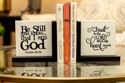 Pick 2 Verses: Scripture (Natural Stone Plaques) Bookend Organizers