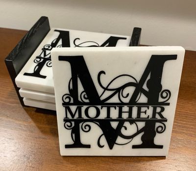 Personalized Monogram - Coaster Set with Holder
