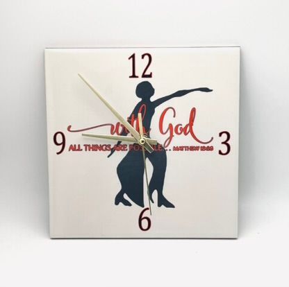 Lady Fortitude Clock with Scripture Verse 8x8 inches