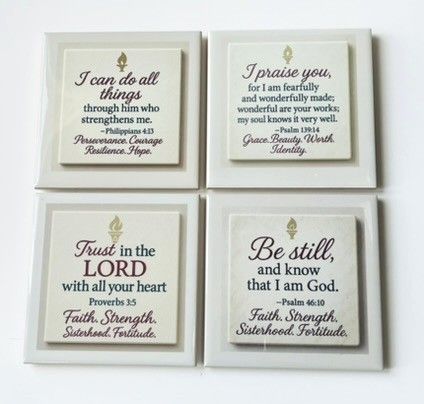 4 in 1 Delta Scripture Coaster Set-Faith, Strength & Sisterhood
