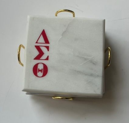 White Marble Square Coaster with DST