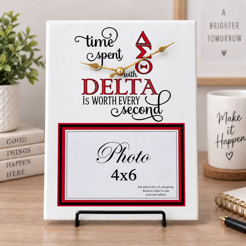 Delta Delta "Time Spent" Photo Wall Clock (8x12)