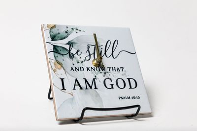 Be Still - Desk-Size Scripture Mini Clock with Easel 4X4