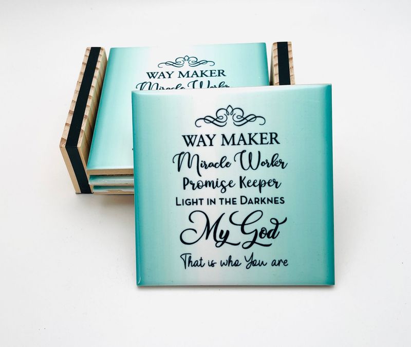 Way Maker Coaster Set with Holder Way Maker Coaster Set with Holder