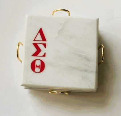 White Marble Square Coaster with DST White Marble Square Coaster with DST