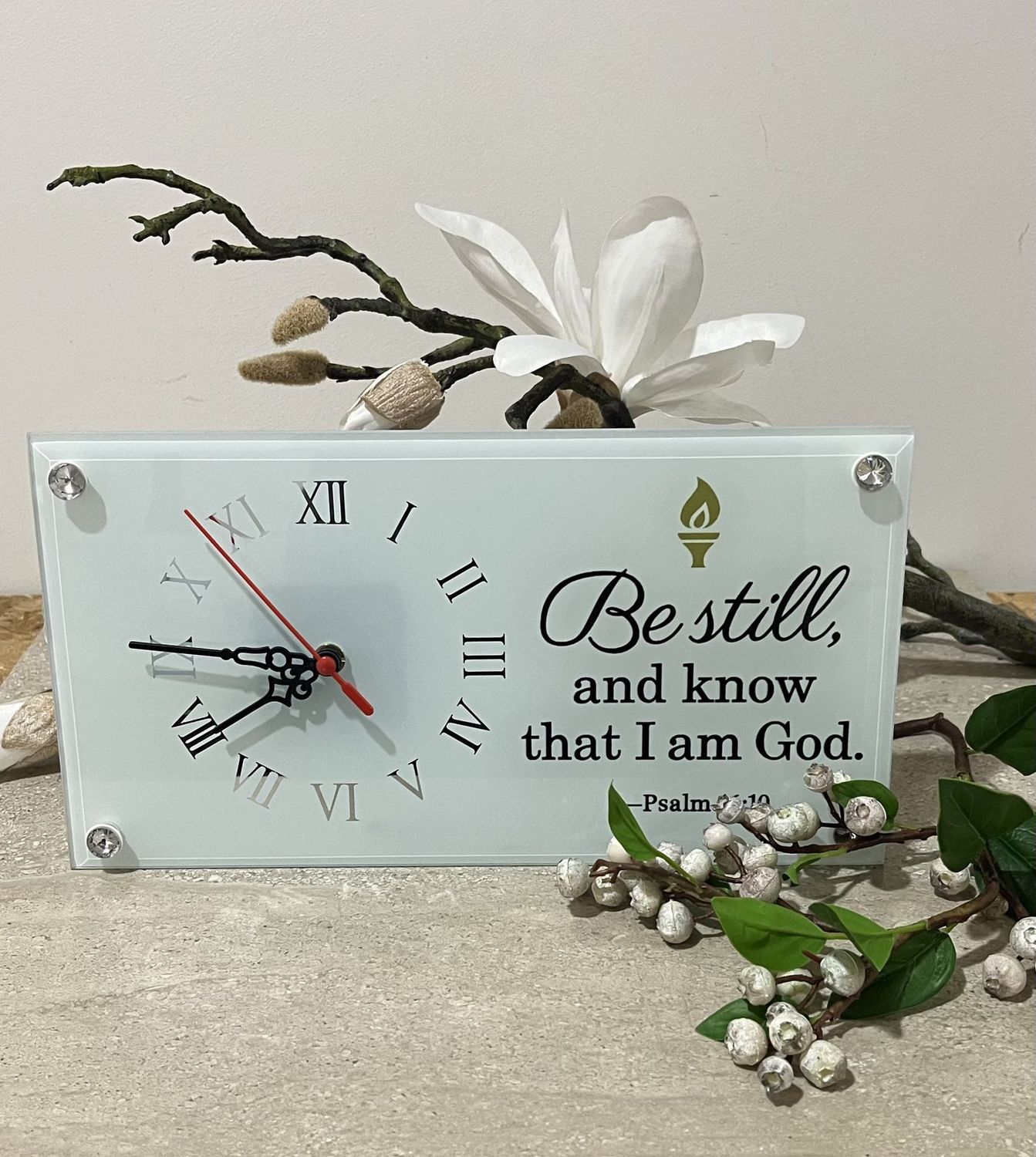 Be Still and Know Inspirational Table Clock 8x12 inches