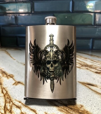 Wicked Winged Skull Flask