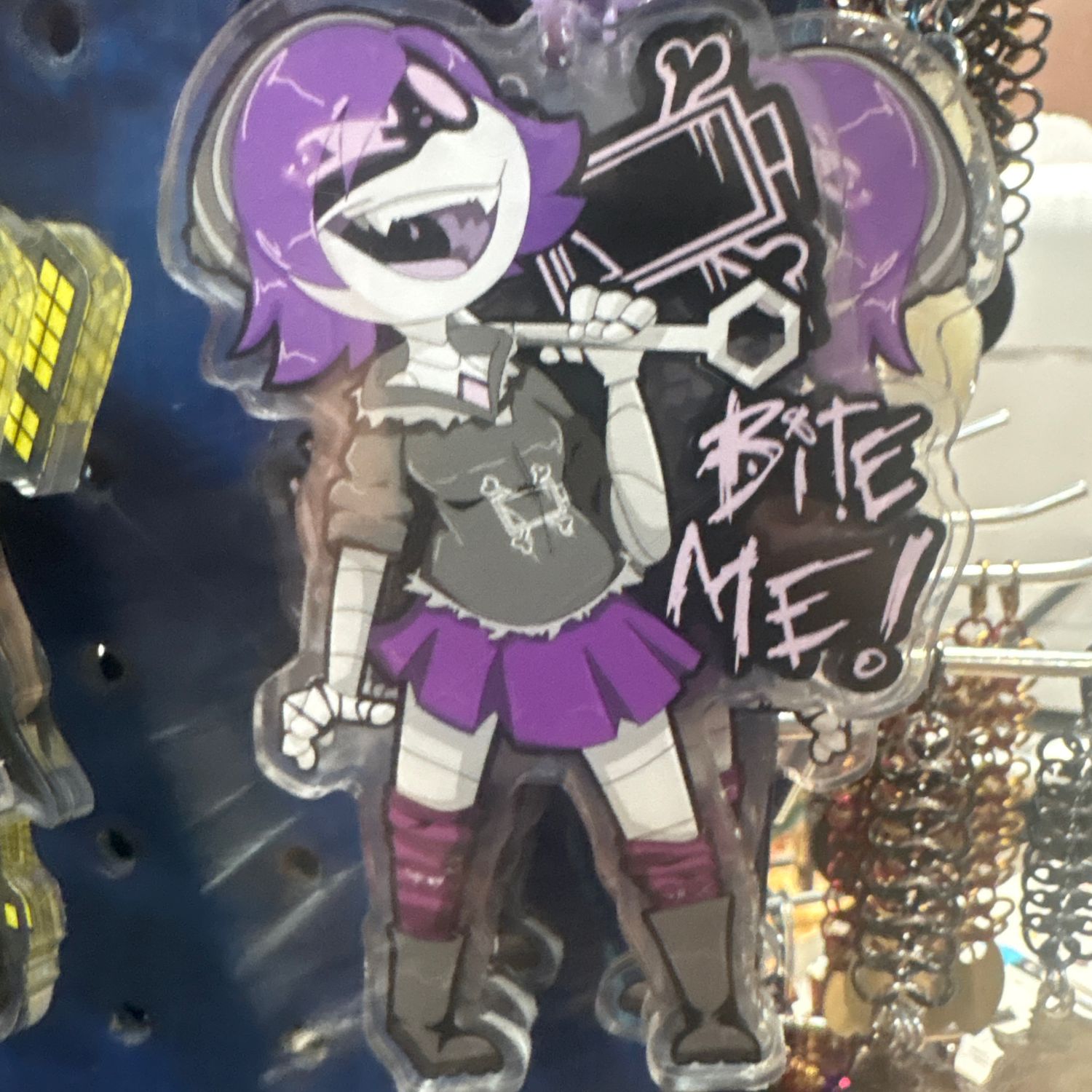 Uzi murder drones bite me 4 in keychain clear