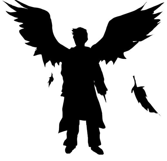 Castiel with wings and falling feather Vinyl Sticker
