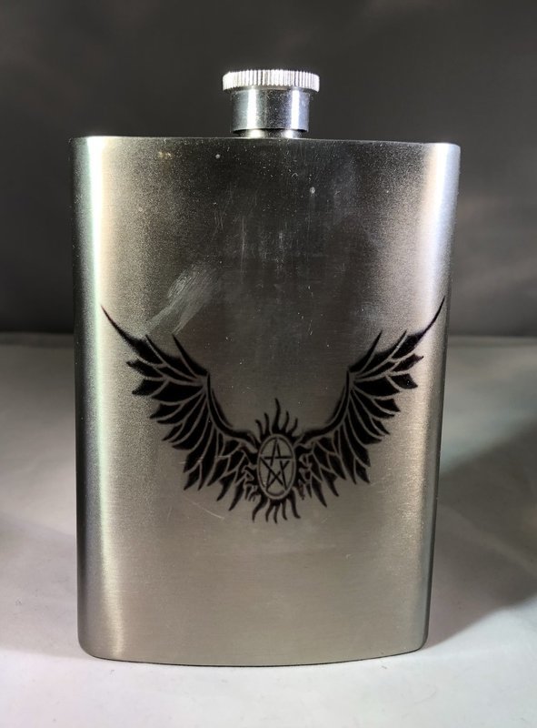 Wings and Antipossession Tattoo Flask