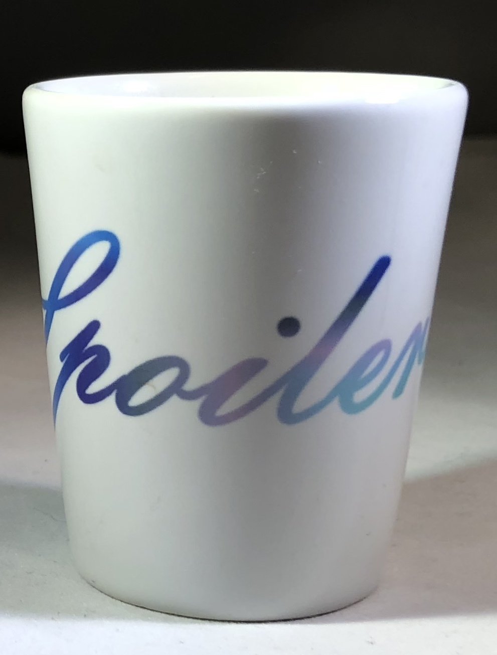 Spoilers Shot Glass