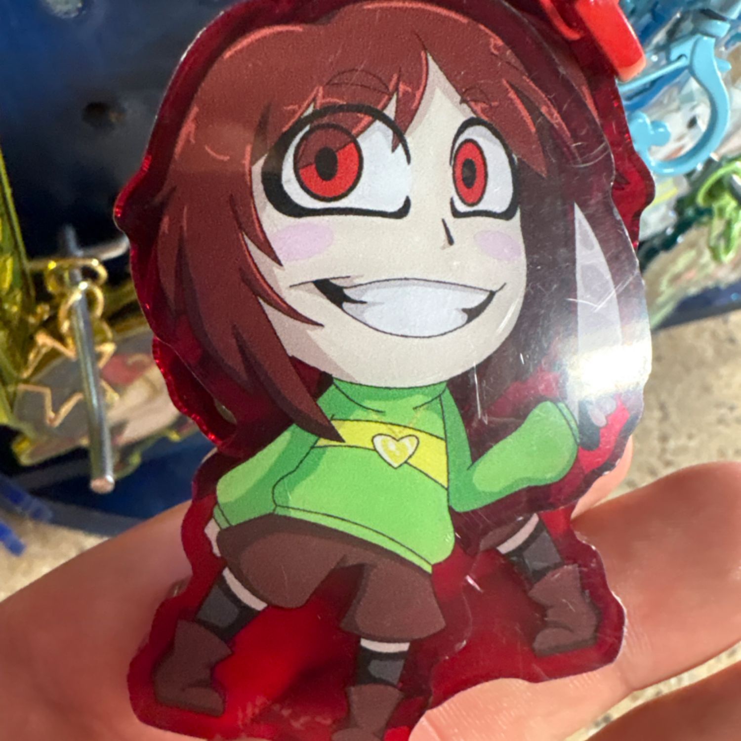 Chara undertale 3” keychain red green 