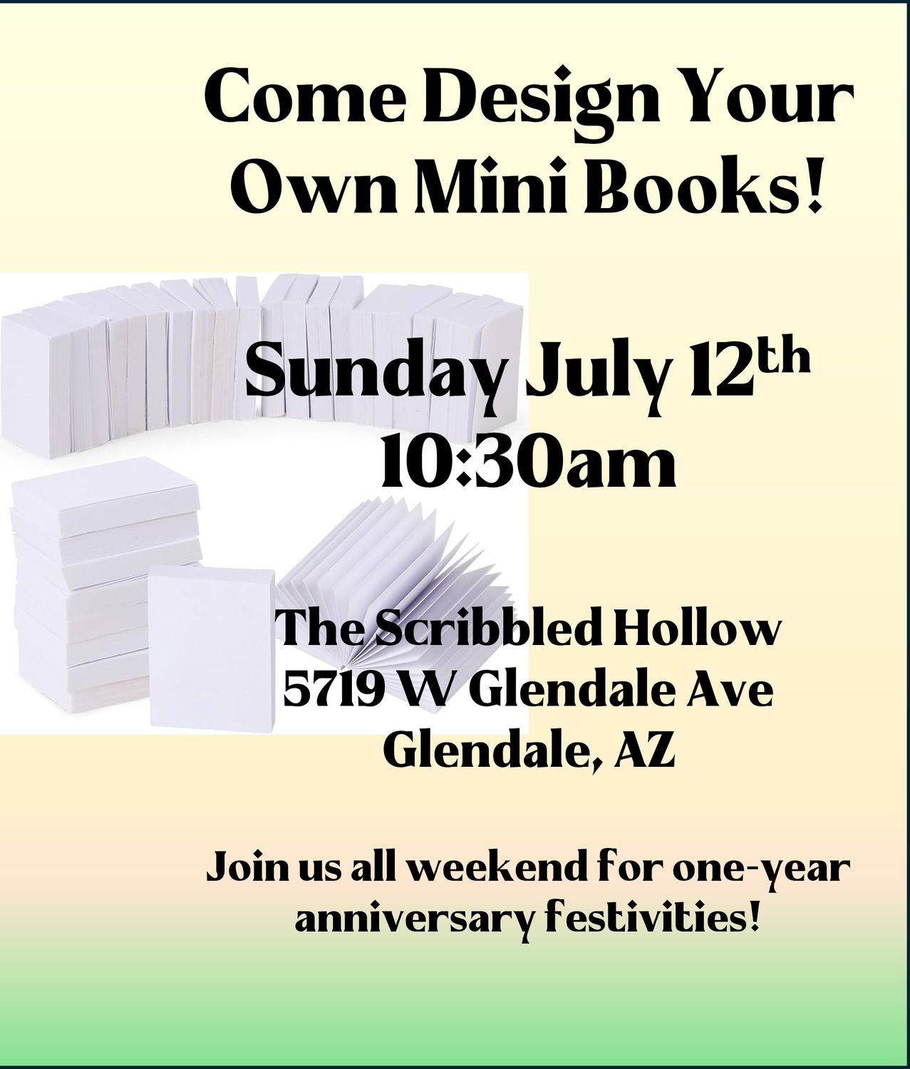 Mini Book Make n Take - Sunday July 12th 10:30am