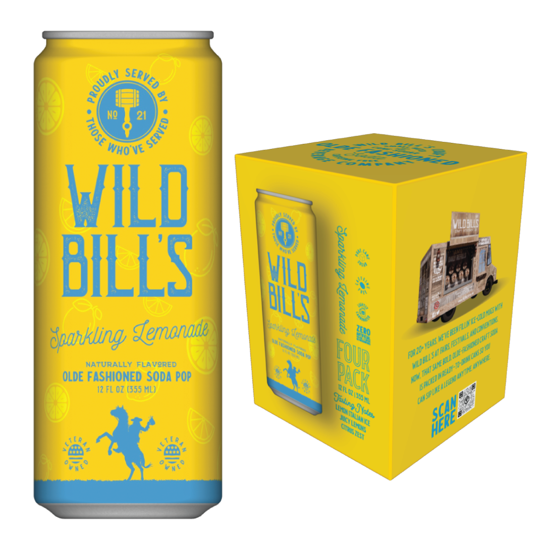 Sparkling Lemonade - Premium Cane Sugar Soda, 4-Pack, Cans