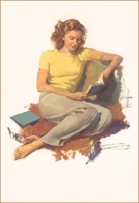 Postcard LT-412 Woman Reading