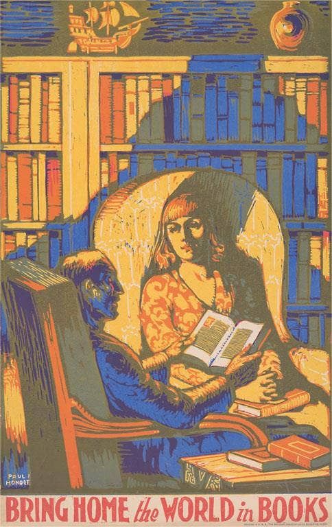 Postcard LT-392 The World in Books