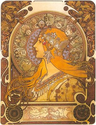 Postcard AT-297 Art Nouveau Zodiac Woman