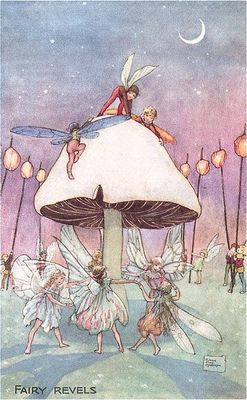 Postcard KF-348 Fairies Dancing under Toadstool