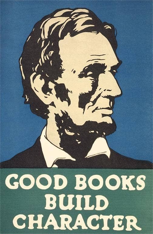 Postcard LT-190 Lincoln, Good Books Build Character