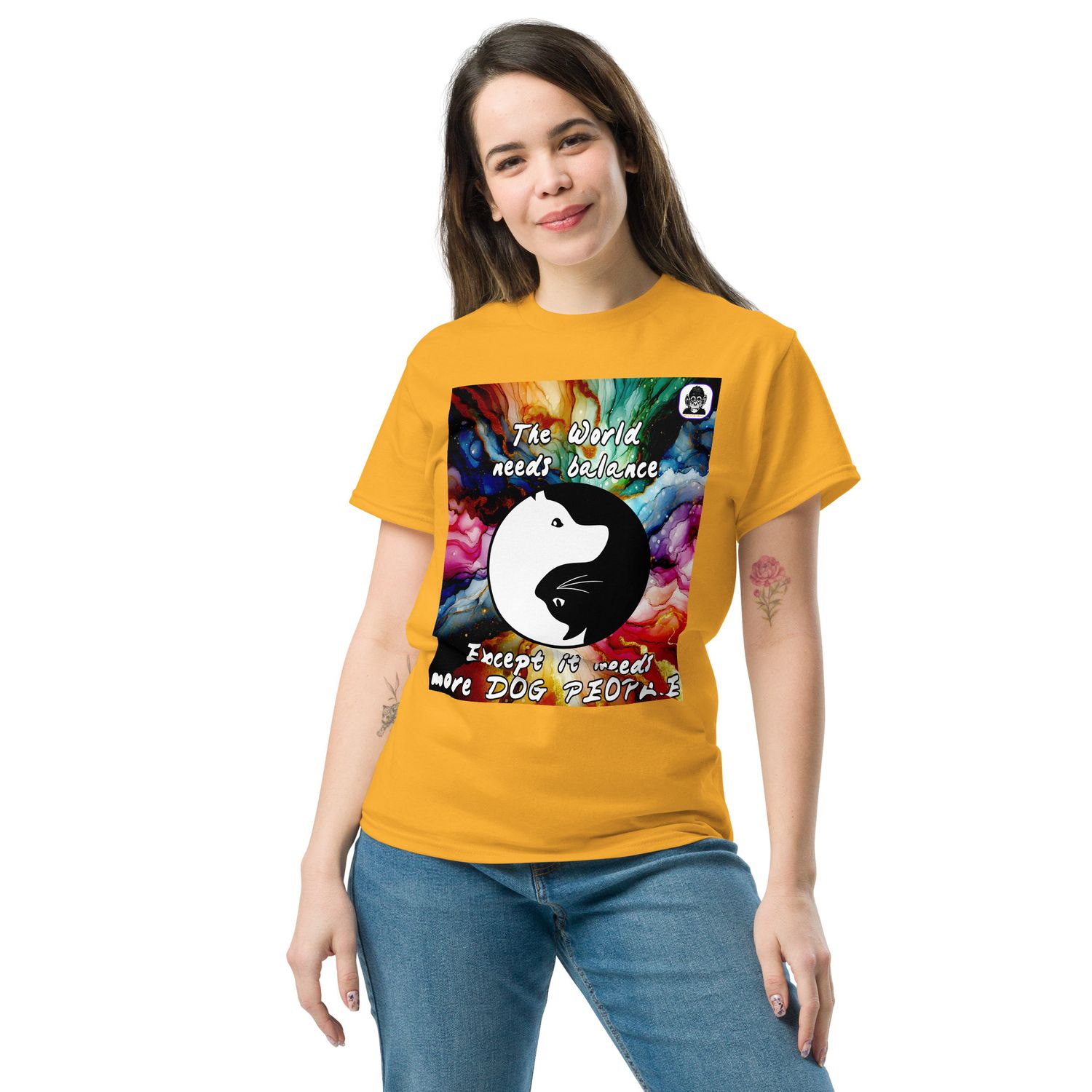 World balance according to Dog People. Unisex classic T-Shirt
