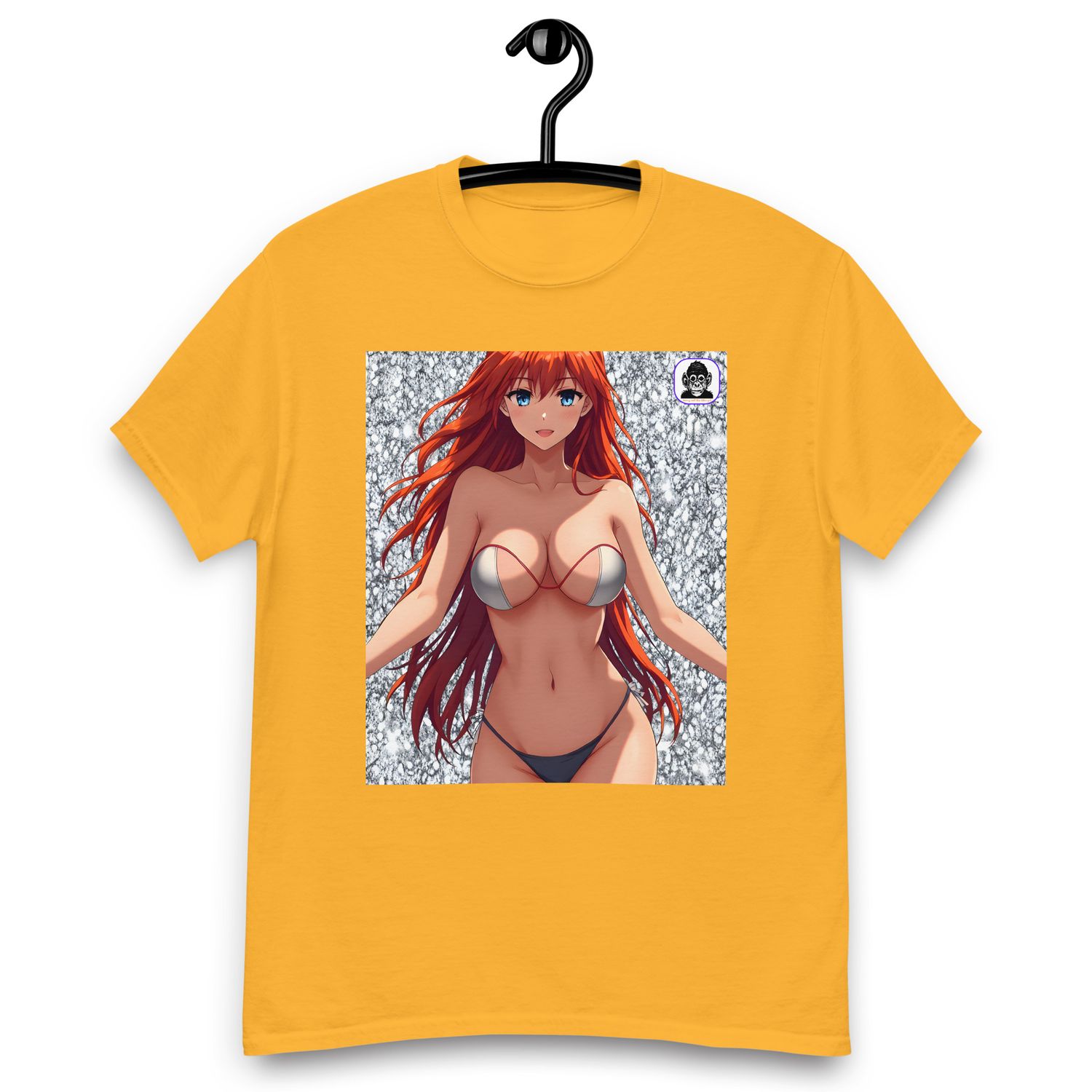 Redhead in bikini, interesting background Unisex classic Anime T-Shirt