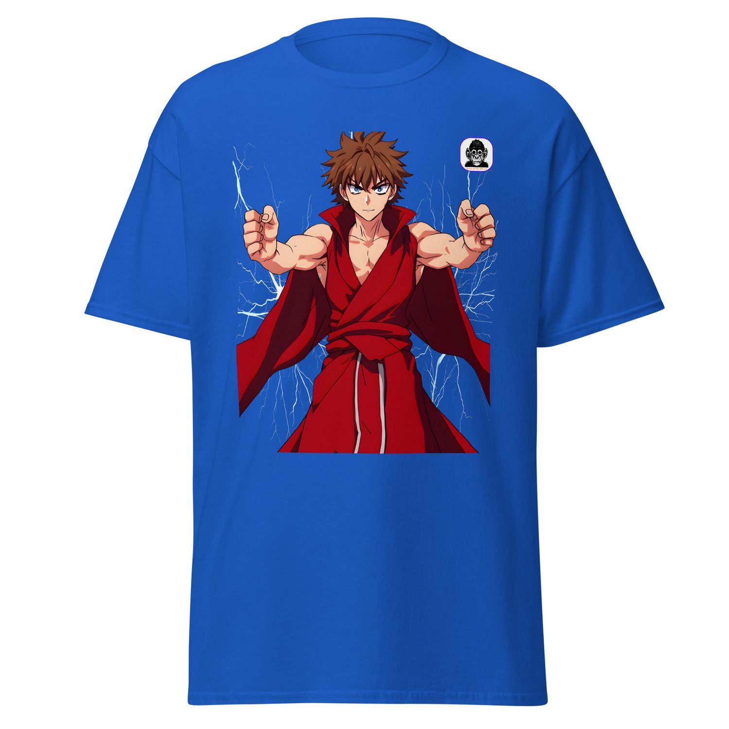 Brown haired guy, red robe, lightning Unisex classic Anime T-Shirt