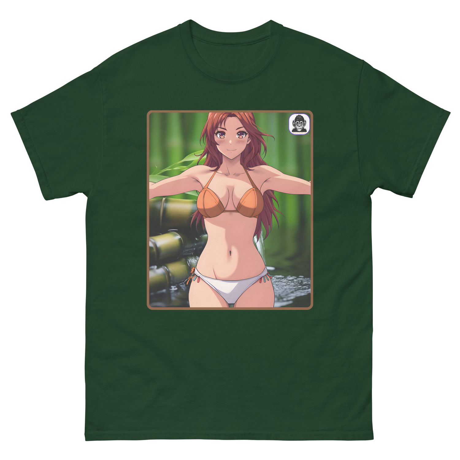 Brown haired woman in bikini, nature Unisex classic Anime T-Shirt