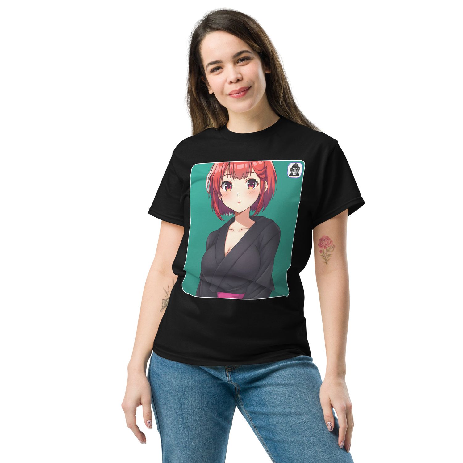 Simple redhead black robe Unisex classic Anime T-shirt