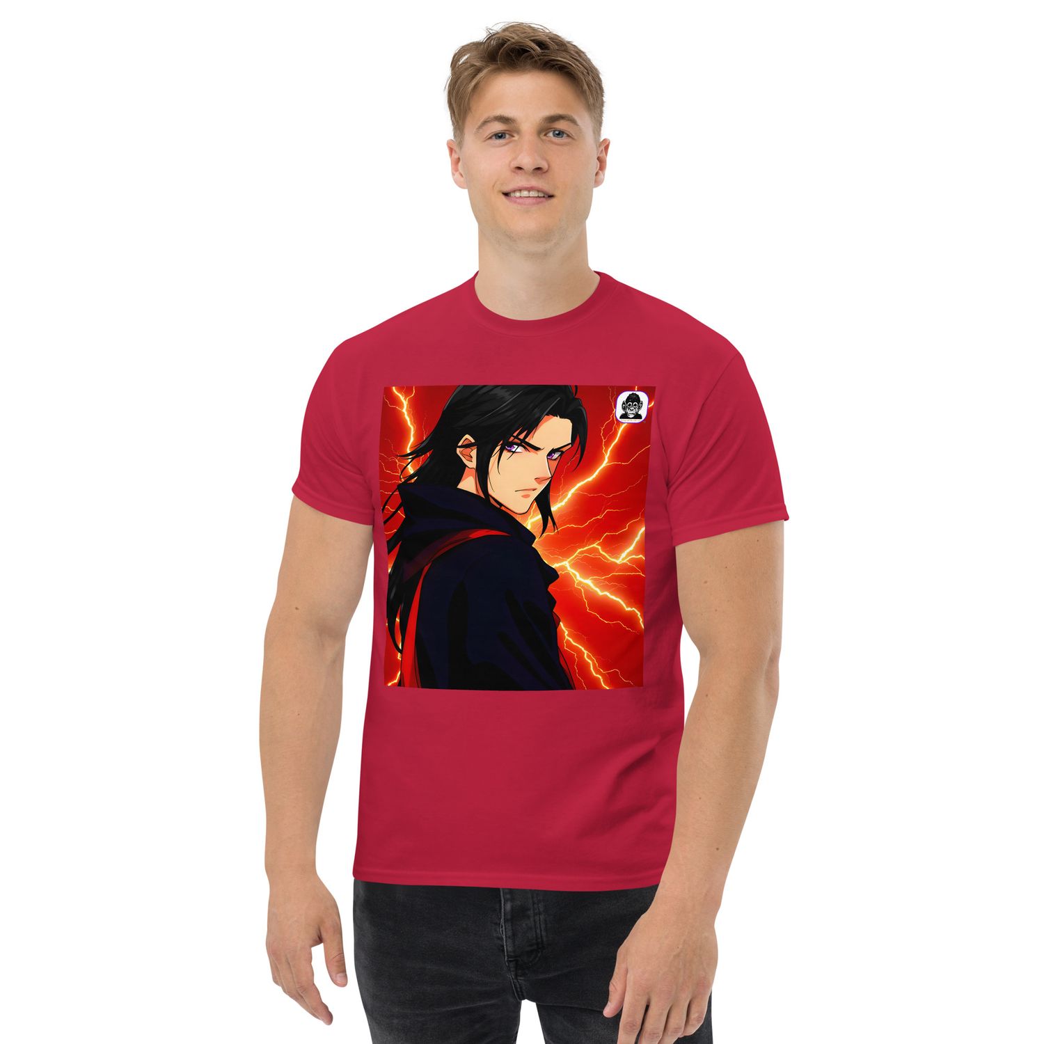 Black-haired stern look red with yellow lightning Unisex classic Aime T-Shirt