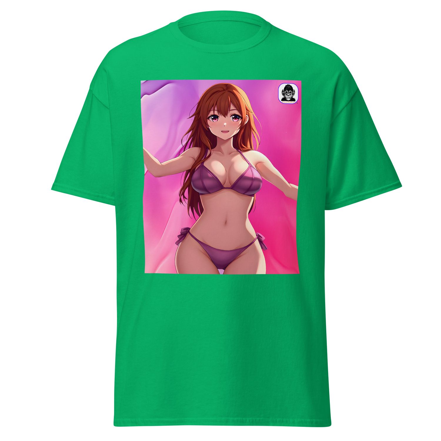 Redhead, pink bikini, pink swirl Unisex classic Anime T-Shirt