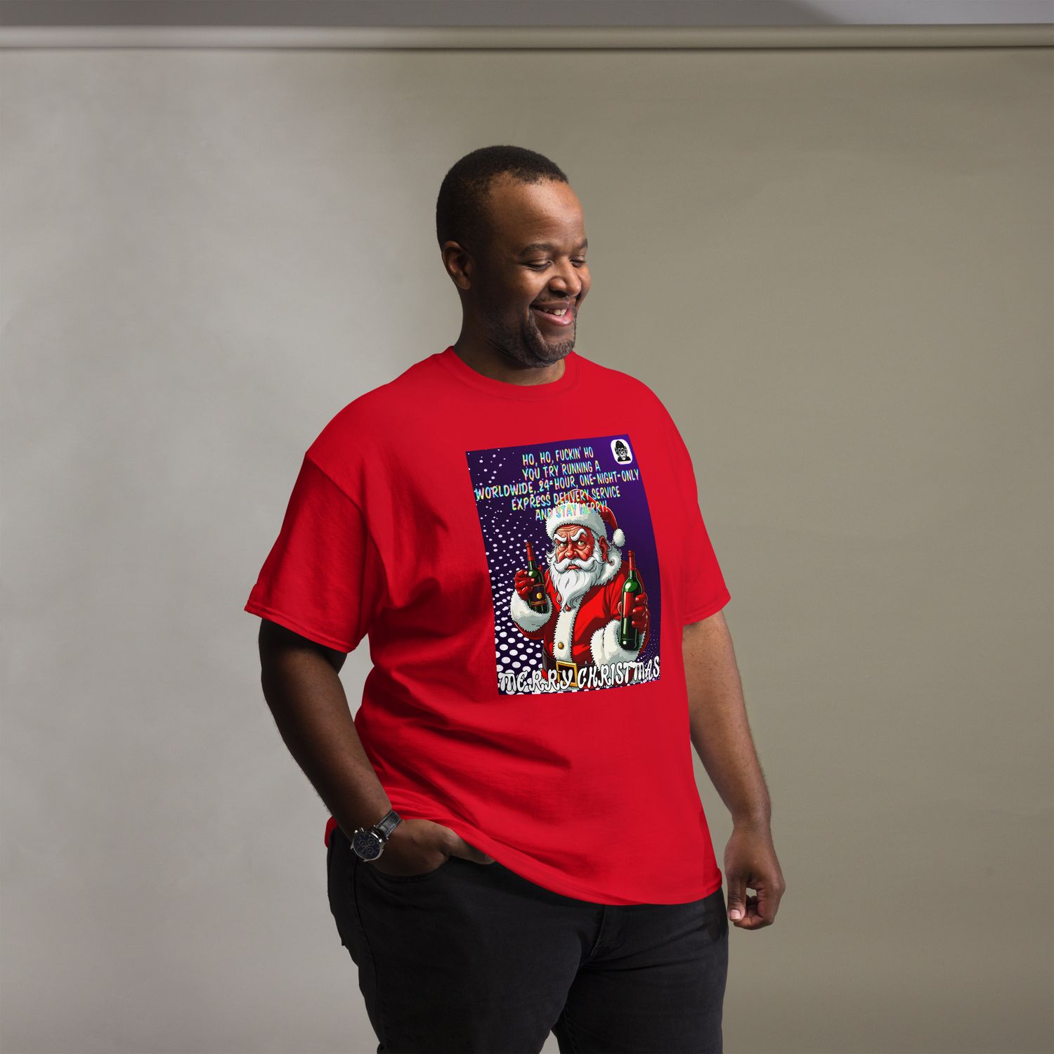 Unhappy Santa&#39;s &quot;MERRY XMAS&quot; message Unisex classic T-Shirt