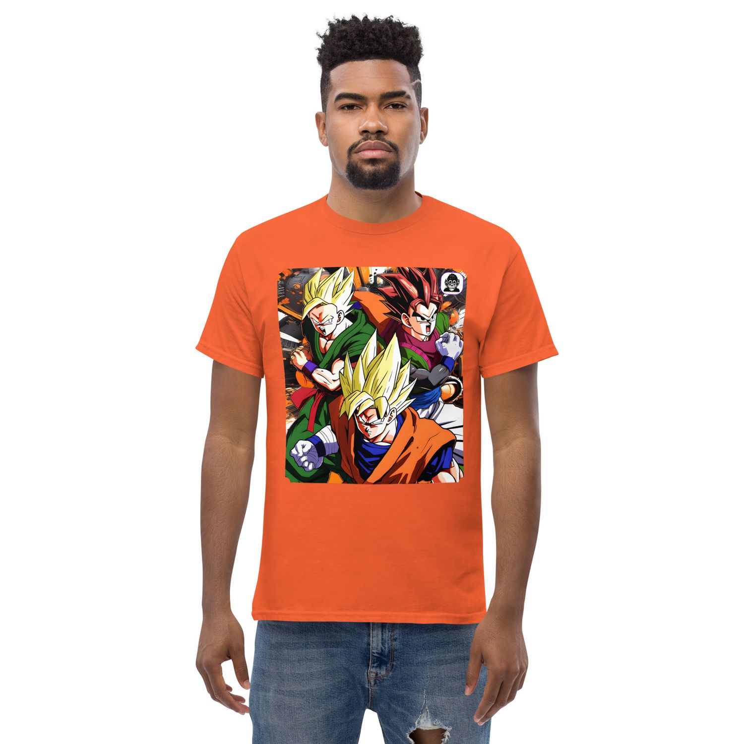 3 Anime fighters with an explosive background Unisex classic Anime T-Shirt