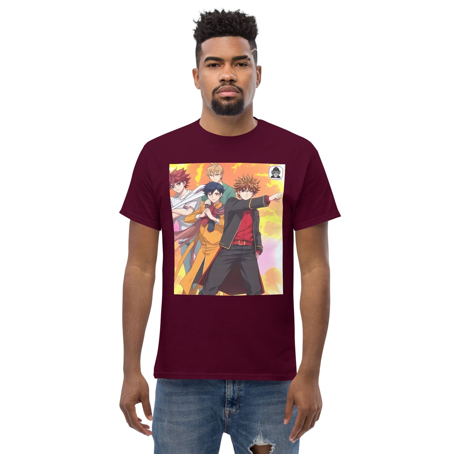 Anime Group with explosive background Unisex classic T-Shirt