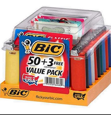 Bic 50 +3ct Lighter Display