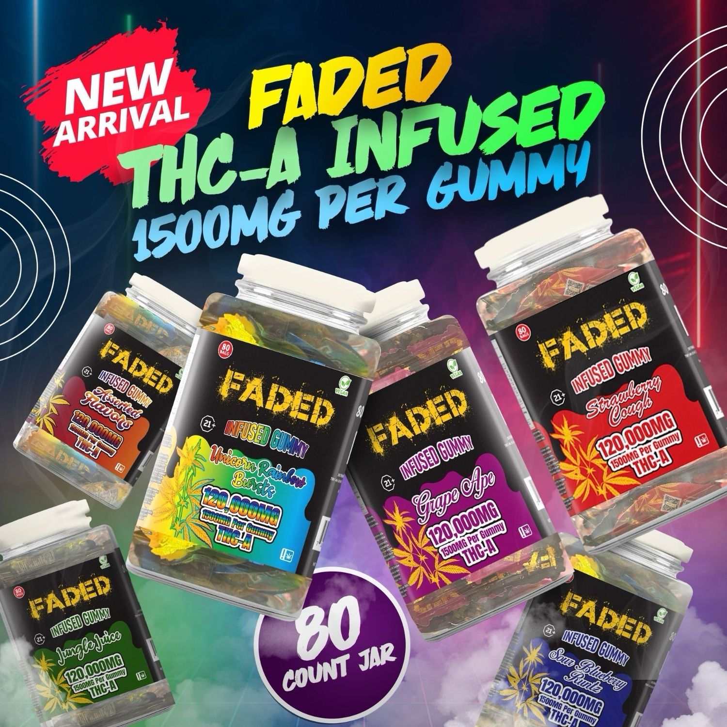 Faded THCA 1500mg Gummy 80ct
