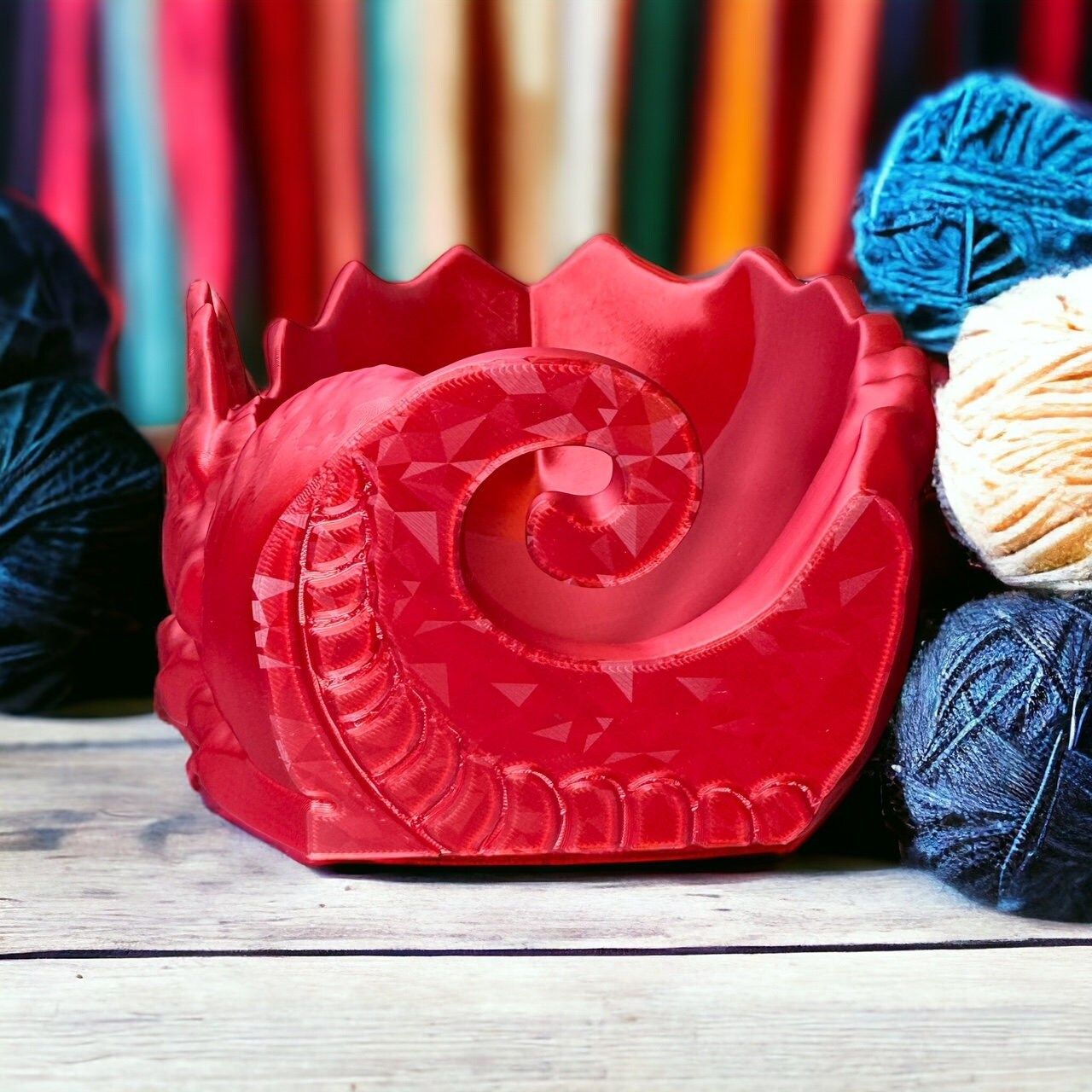 Coiled Dragon Yarn Bowl Knitting Crochet Gift